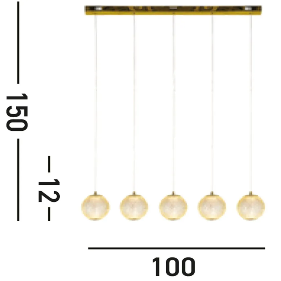 Stilvolle Hängelampe Metall G9 100 cm lang in Messing
