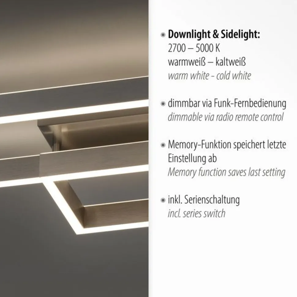 Stilvolle LED Deckenlampe Silber Fernbedienung dimmbar