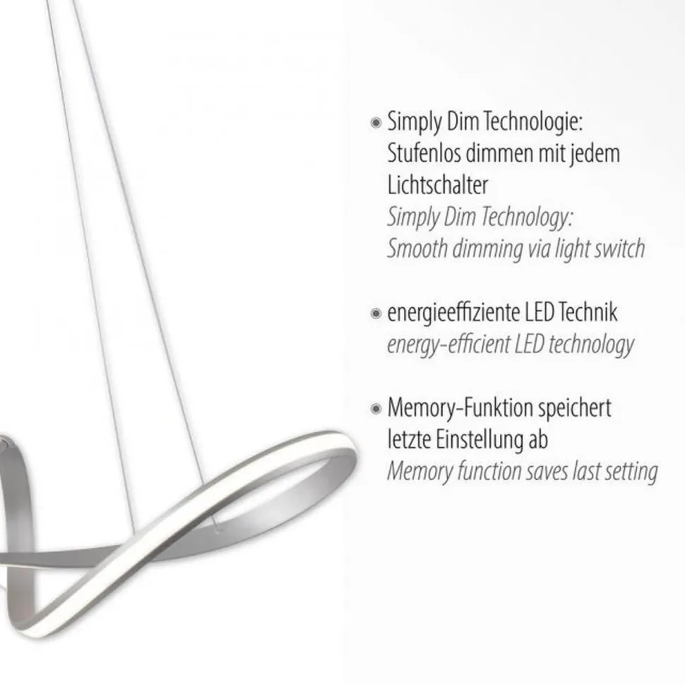 Stilvolle LED Hängelampe in Stahl L:91 cm 39 W dimmbar