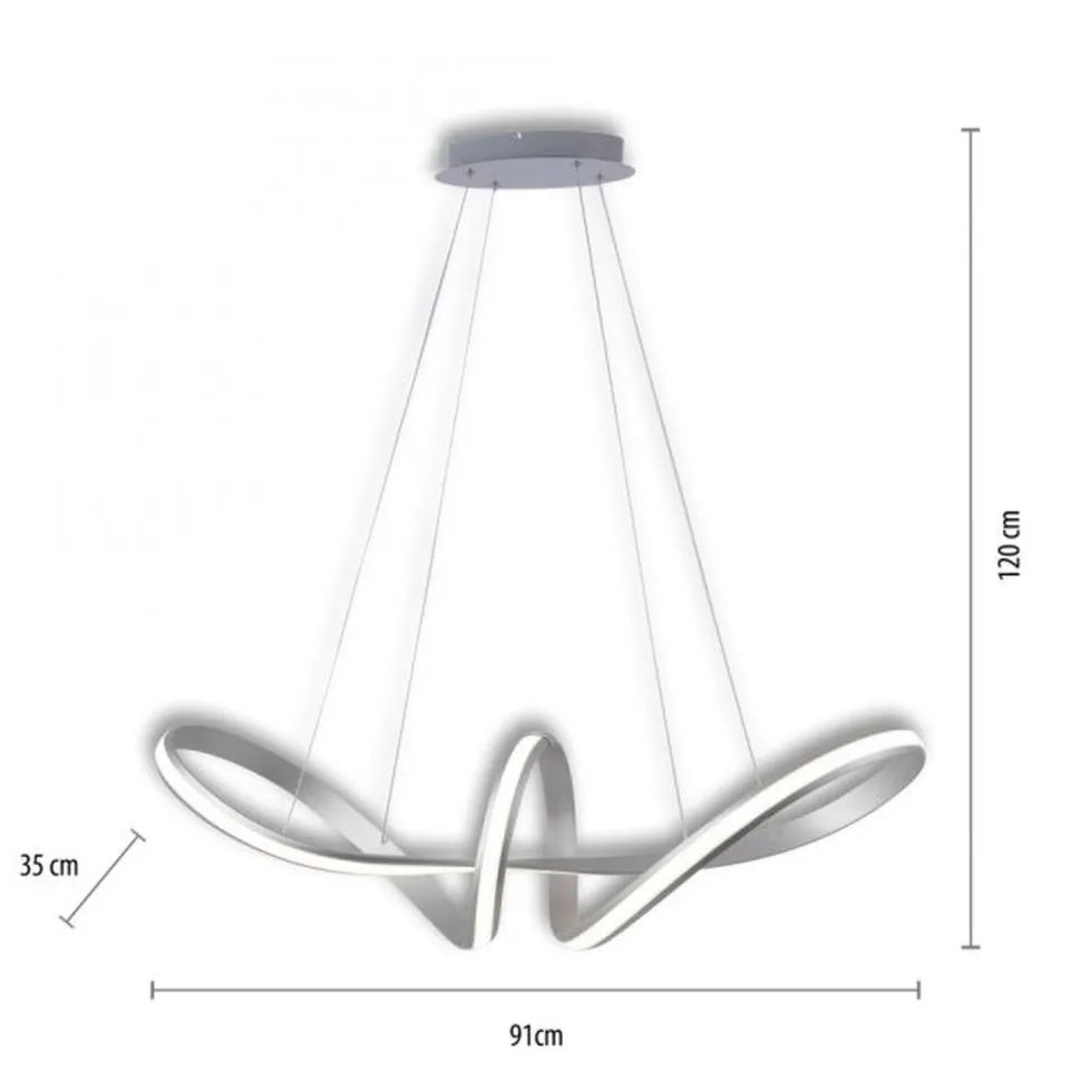 Stilvolle LED Hängelampe in Stahl L:91 cm 39 W dimmbar