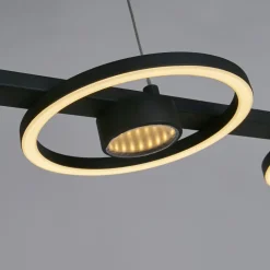 Stilvolle LED Hängeleuchte Metall Schwarz 3000 K Ringe