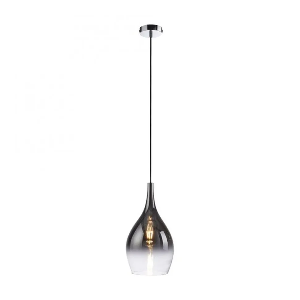 Stilvolle Pendelleuchte Glas Chrom Anthrazit E27 Ø20 cm