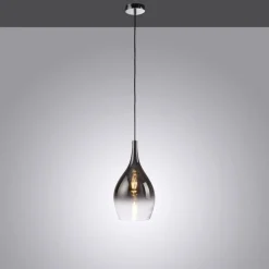 Stilvolle Pendelleuchte Glas Chrom Anthrazit E27 Ø20 cm