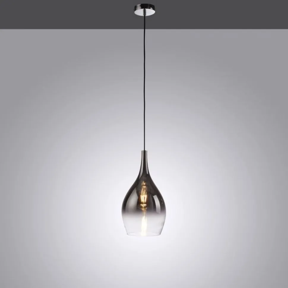 Stilvolle Pendelleuchte Glas Chrom Anthrazit E27 Ø20 cm