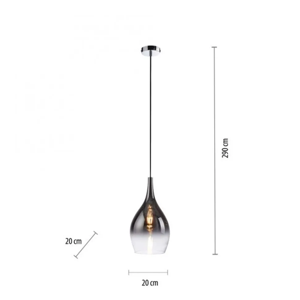 Stilvolle Pendelleuchte Glas Chrom Anthrazit E27 Ø20 cm