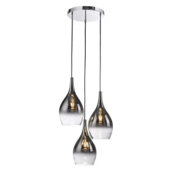 Stilvolle Pendelleuchte Glas Chrom Anthrazit E27 3-flmg