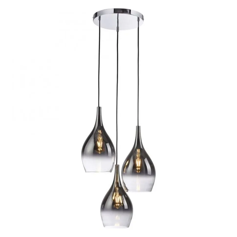 Stilvolle Pendelleuchte Glas Chrom Anthrazit E27 3-flmg