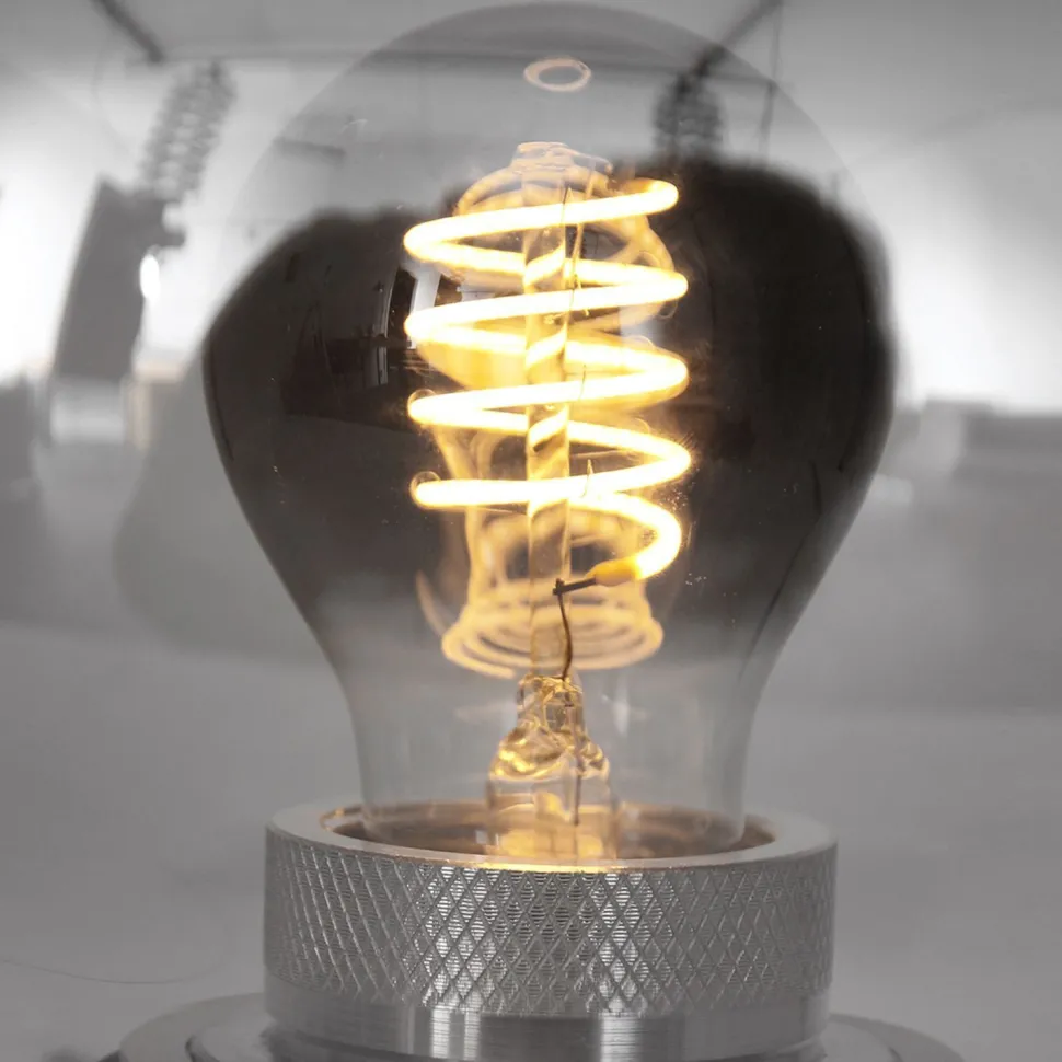 Stilvolle Tischlampe Metall Glas in Rauchgrau E27 22 cm