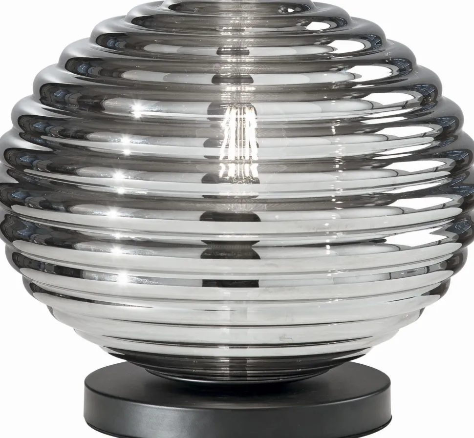 Stilvolle Tischlampe Rauchglas 28 cm E27 dekorativ