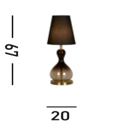Stilvolle Tischleuchte Stoffschirm Glas E27 67 cm hoch