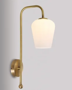 Stilvolle Wandlampe Glas Echt-Messing TALIS