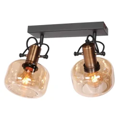 Stilvoller Wandstrahler Schwarz Bernstein E27 B:40 cm