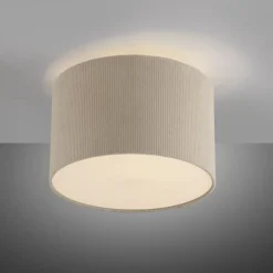 Stoff Deckenlampe blendarm Beige E27 Ø35 cm gemütlich