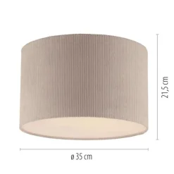 Stoff Deckenlampe blendarm Beige E27 Ø35 cm gemütlich