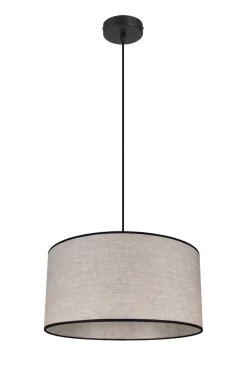 Stoff Hängelampe blendarm Schwarz Beige E27 Ø40 cm rund