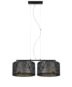 Stoff Hängelampe blendarm Graphit Muster E27 70 cm lang