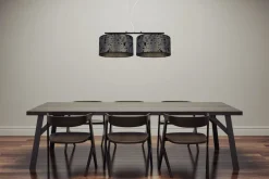 Stoff Hängelampe blendarm Graphit Muster E27 70 cm lang