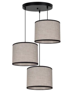 Stoff Hängelampe blendarm Schwarz Beige E27 Ø45 cm rund