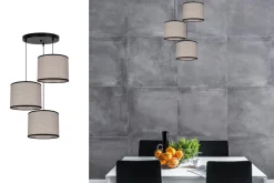 Stoff Hängelampe blendarm Schwarz Beige E27 Ø45 cm rund