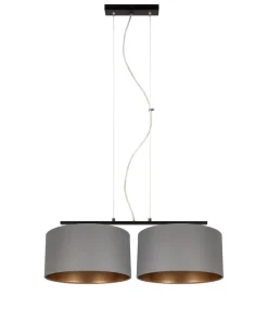 Stoff Hängelampe blendarm Graphit Gold E27 70 cm lang