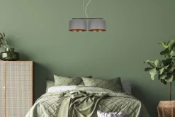 Stoff Hängelampe blendarm Graphit Gold E27 70 cm lang