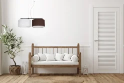 Stoff Pendelleuchte blendarm Weiß Braun E27 70 cm lang