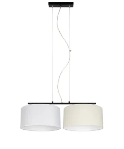 Stoff Pendelleuchte blendarm Weiß Ecru E27 70 cm lang