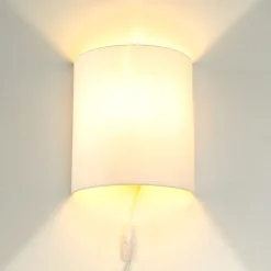 Stoff Wandlampe mit Kabel Schalter Weiß ALICE