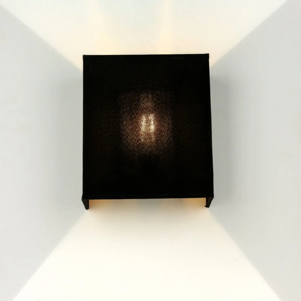 Stoff Wandleuchte Schwarz eckig E27 Loft Design ALICE