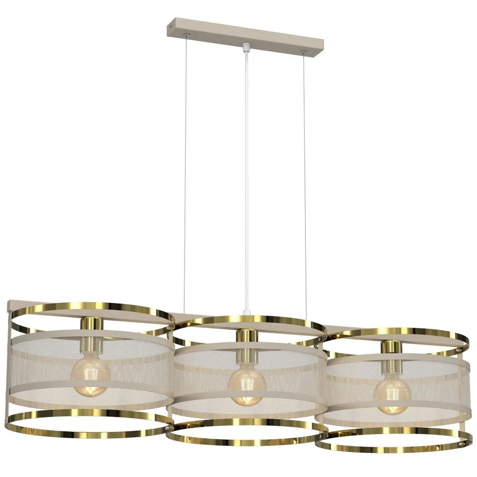 Stylische Hängelampe in Beige Gold 92 cm lang Loft