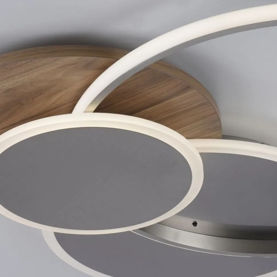 Stylische LED Deckenlampe Holz Ringe 6000 lm dimmbar