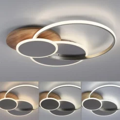 Stylische LED Deckenlampe Holz Ringe 6000 lm dimmbar