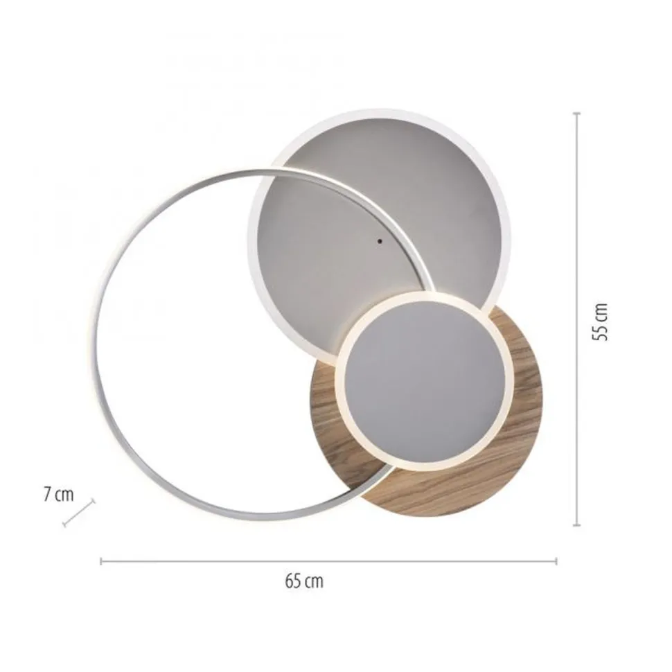 Stylische LED Deckenlampe Holz Ringe 6000 lm dimmbar