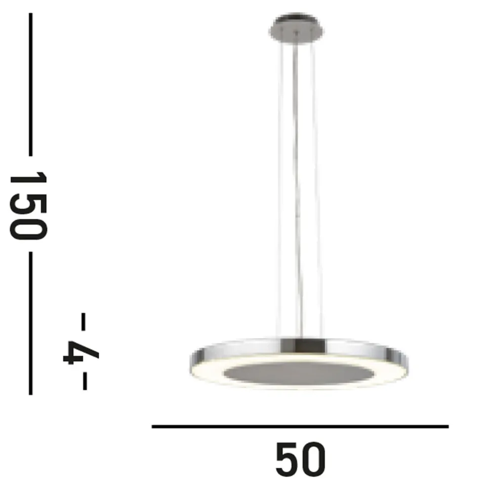 Stylische LED Pendelleuchte Metall Glas Ø50 cm in Chrom