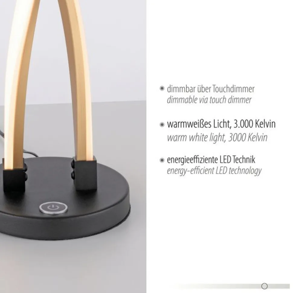 Stylische LED Tischlampe Schwarz Gold dimmbar mit Touch