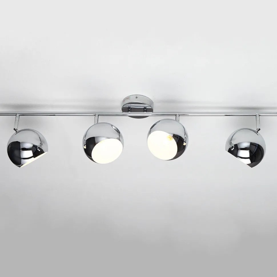 Stylischer Deckenstrahler Chrom Retro lang E14