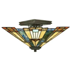 Tiffany Deckenlampe ETERNO 5 Buntglas Wohnzimmer