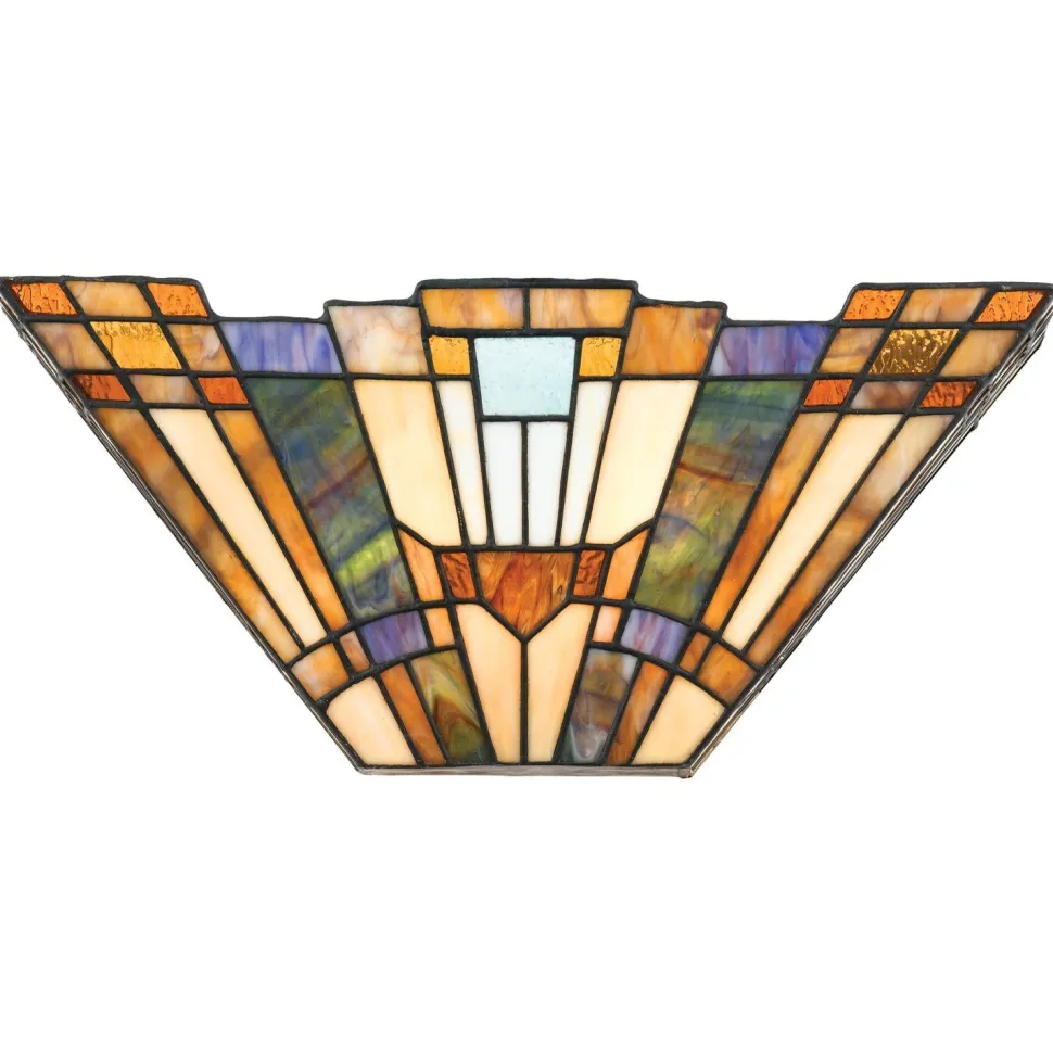 Tiffany Wandlampe Bronze Buntglas Wohnzimmer Flur