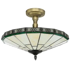 Tiffanylampe Decke Grün Weiß elegant