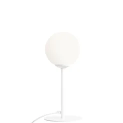 Tischlampe blendarm Glas Metall Weiß E14 Ø14 cm Kugel