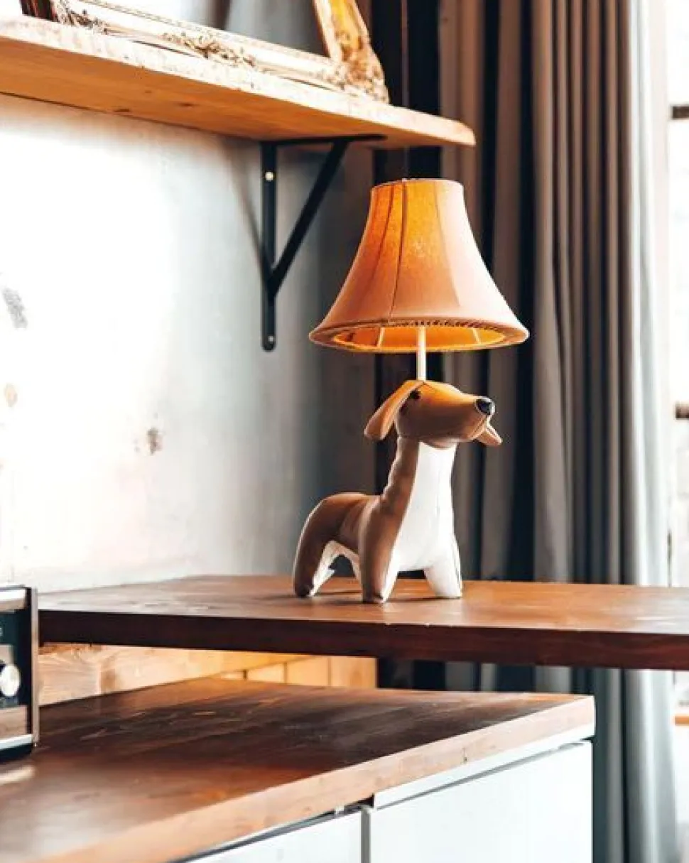 Tischlampe Braun Hund 48 cm Kinderzimmer Wohnzimmer