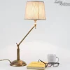 Tischlampe Bronze Hell Stoffschirm Snodo
