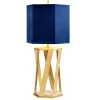 Tischlampe Design Gold Blau Marmor Fuß 87cm hoch