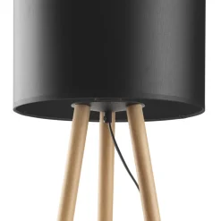 Tischlampe Dreibein 46 cm Skandinavisch Holz Stoff E27