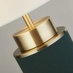 Tischlampe E27 72 cm hoch Stoff Metall Grün Weiß Messing