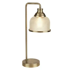 Tischlampe E27 45 cm in Messing Antik Klar Jugendstil