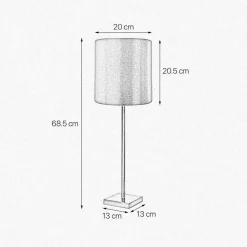Tischlampe E27 68,5 cm Messing Stoff in Bronze hell Braun
