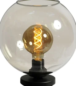 Tischlampe E27 Glas Rauch Schwarz dekorativ ELRIC