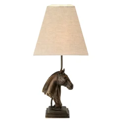 Tischlampe E27 Pferd Büste Resin Jute ANIMIAL