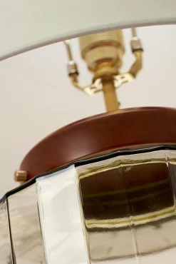 Tischlampe E27 Retro Design 51 cm Creme Grau Stoff Glas